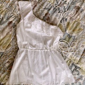 Banana republic one shoulder embroidered top